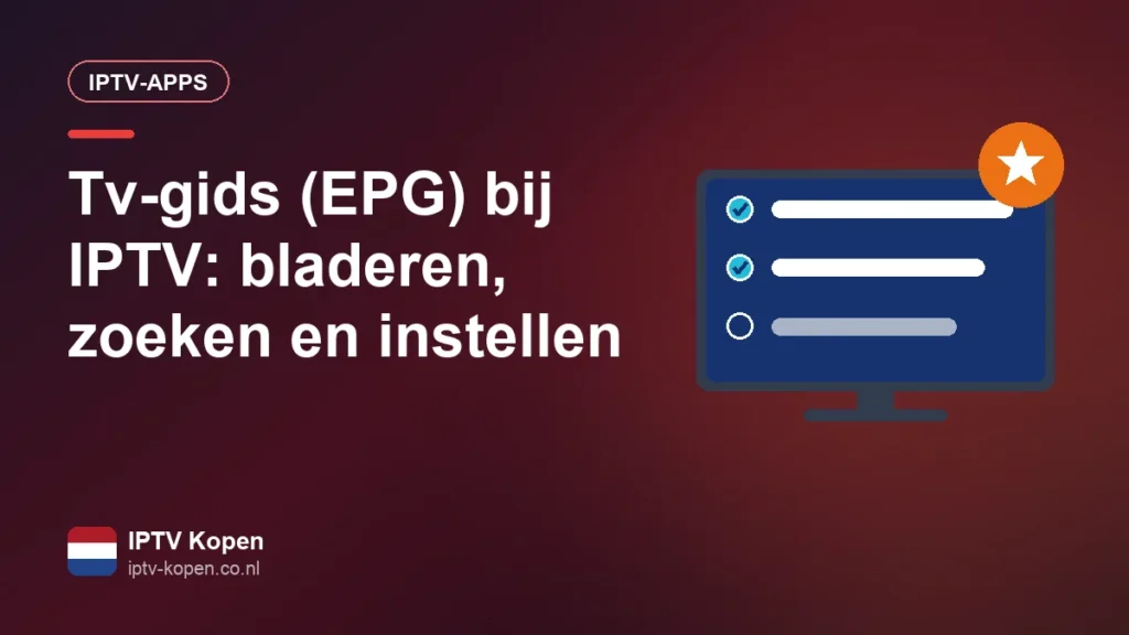 Tv-gids (EPG) geopend in een IPTV-app op een televisie